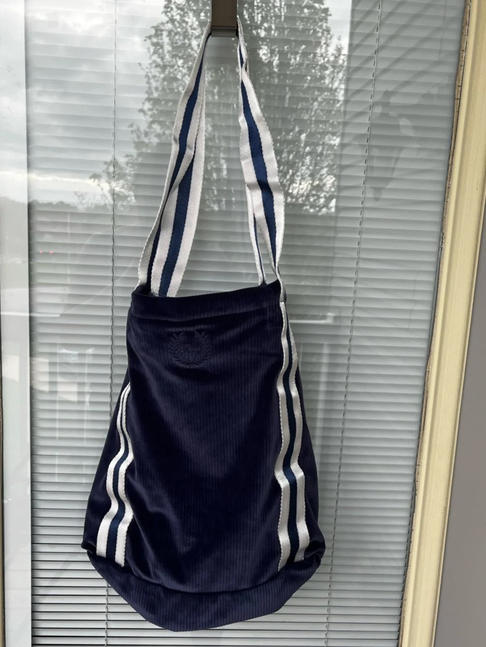 PINK Victorias Secret Velour Ribbed Navy Tote Bag Women